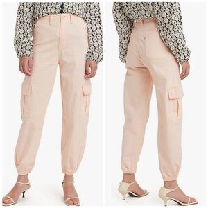 Levi's High Rise Elasticized Ankle Twill Peachy Pink Cargo Pants